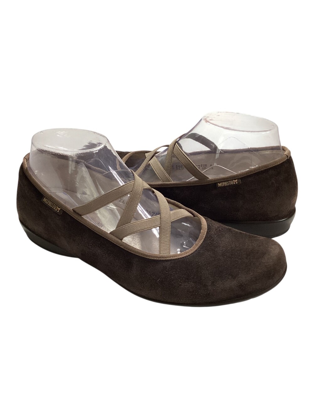 MEPHISTO Womens Strappy Flats Shoes PORTUGAL Suede Leather Brown Sz 8.5 EUC Rare